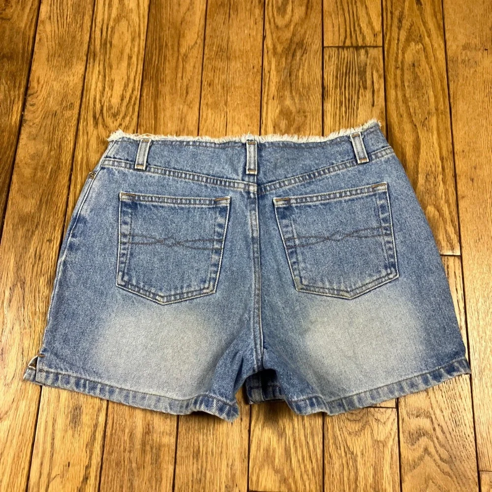 Vintage Y2K 90s Faded Glory Denim Shorts Blue Med‎ Frayed Raw Hem 100% Cotton 4